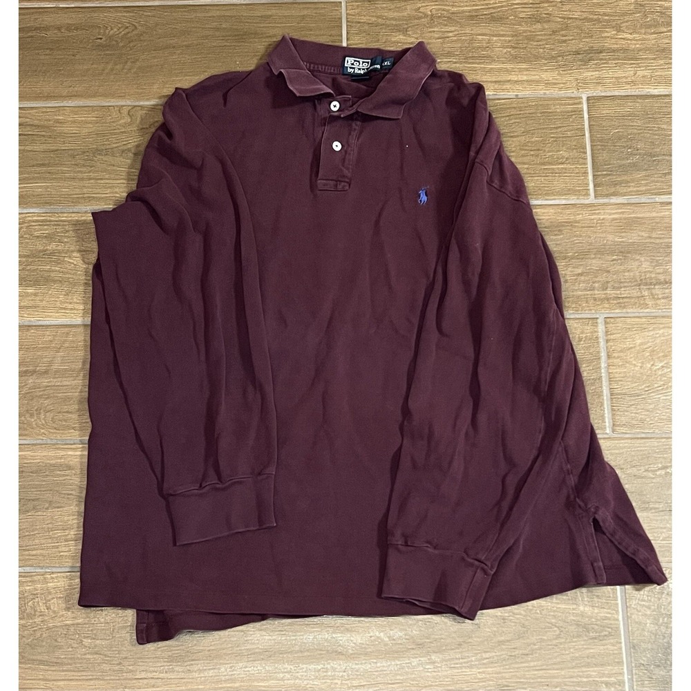 Polo Ralph Lauren Shirt Mens XXL Maroon Red Long Sleeve 100% Cotton